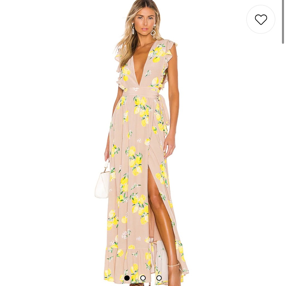 MAJORELLE Floral Maxi Dress in Yellow and Cream